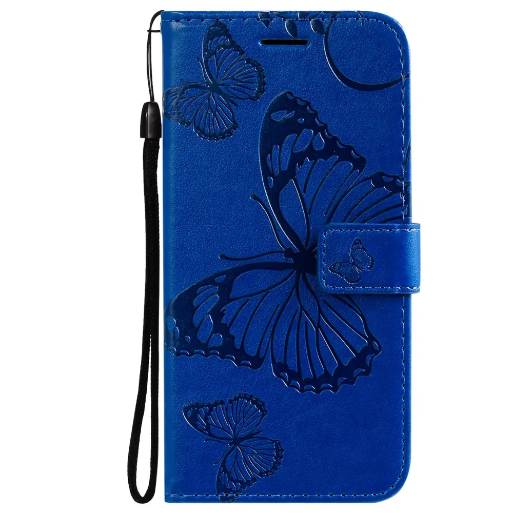 Läderfodral Fjärilar iPhone 13 Mini Blå