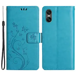 Sony Xperia 10 VI Suojakotelo perhoskuviolla, Sininen