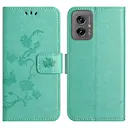 Læderetui Sommerfugle Motorola Moto G55 Grøn