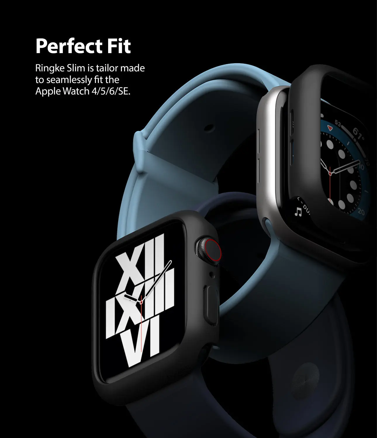 Slim Case (2-pack) Apple Watch SE 3 44mm Matte Black & Clear