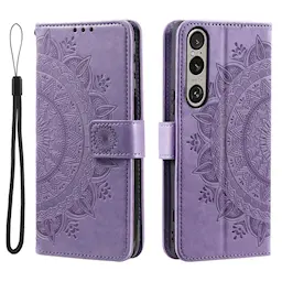 Nahkakotelo Mandala Sony Xperia 1 VII Liila