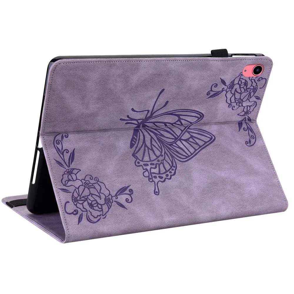 Läderfodral Fjärilar Apple iPad 11 11th Gen (2025) Lila