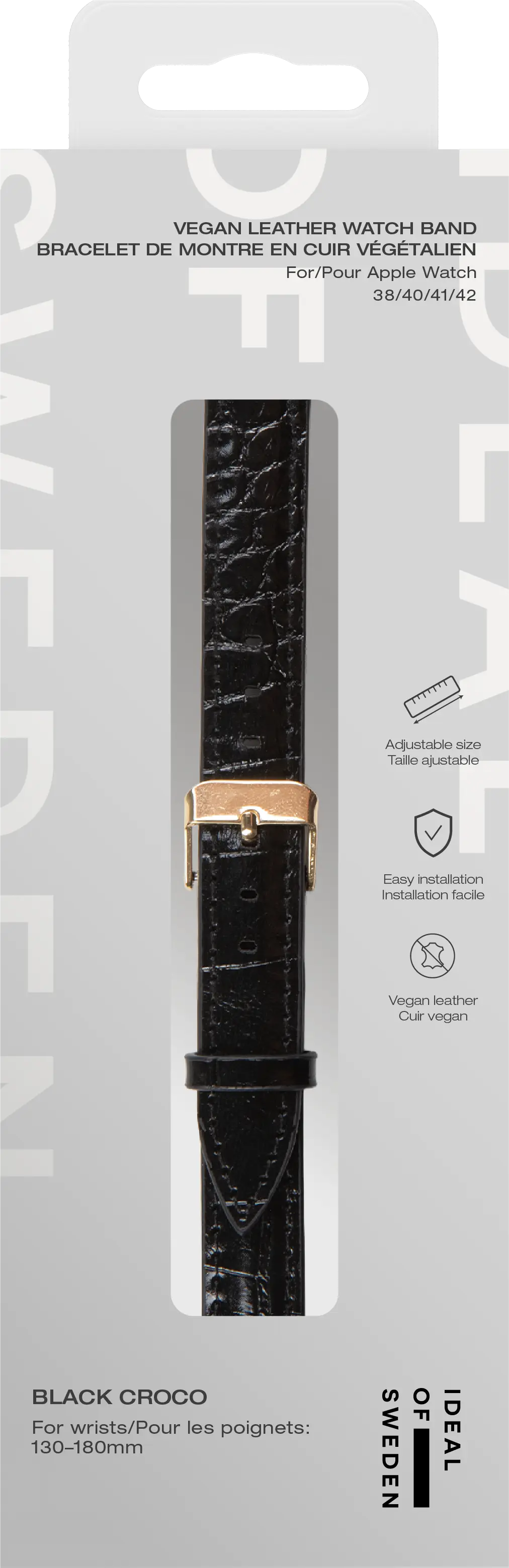 Vegan Leather Watch Band Apple Watch Series 8 41mm Black Croco