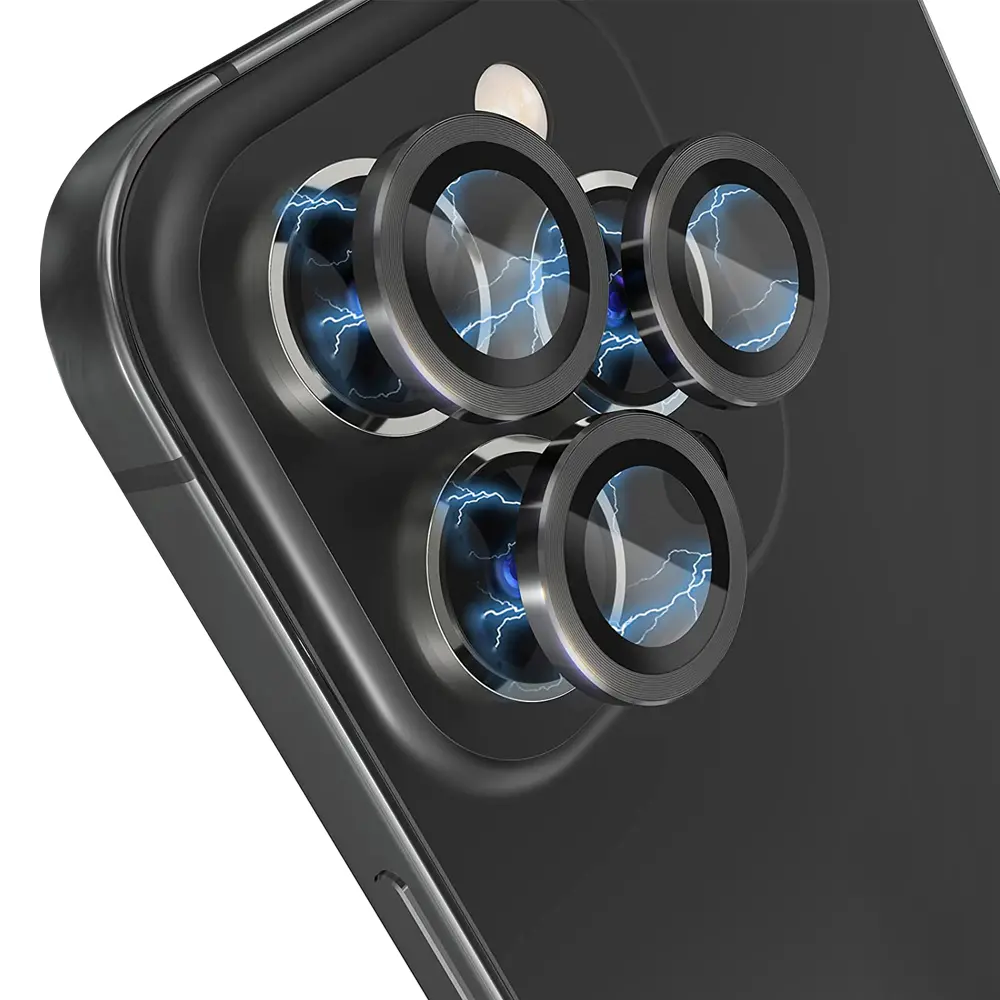 Linsskydd Härdat Glas Aluminium iPhone 13 Pro Svart