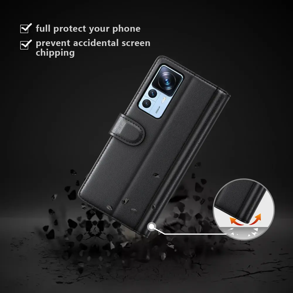 Äkta Läderfodral Xiaomi 12T/12T Pro Svart
