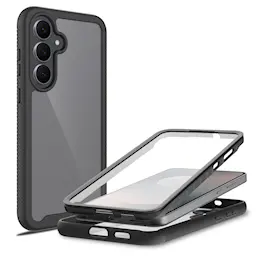 Samsung Galaxy S26 FE Mobilcover Full Protection, Sort/gennemsigtig