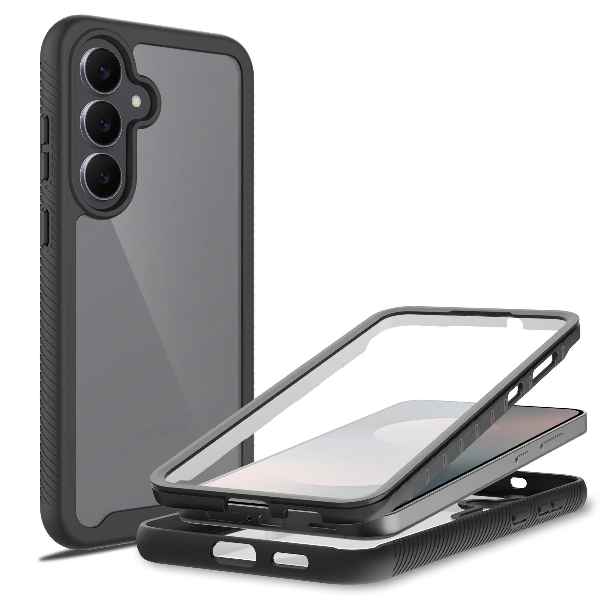 Samsung Galaxy S26 FE Mobilcover Full Protection, Sort/gennemsigtig