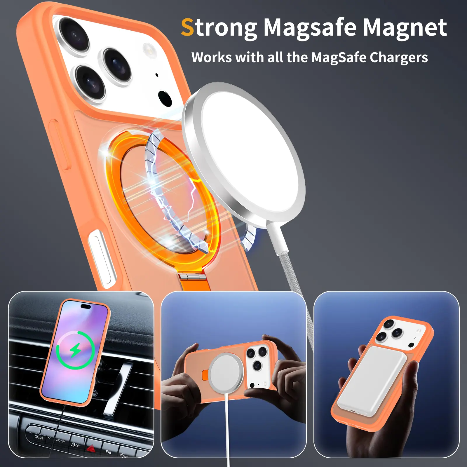 Hybridskal Magnetic Ring iPhone 17 Pro Orange