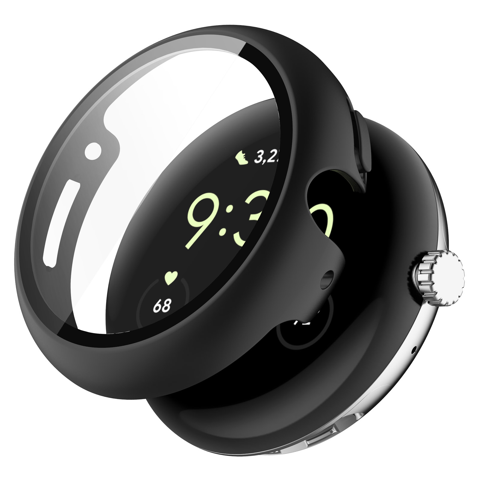 Google Pixel Watch 5 41mm Heldekkende deksel med skjermbeskytter, Svart