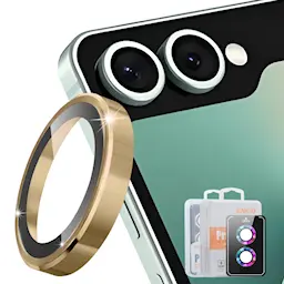 Samsung Galaxy Z Flip 8 Linsskydd i glas & aluminium, Guld