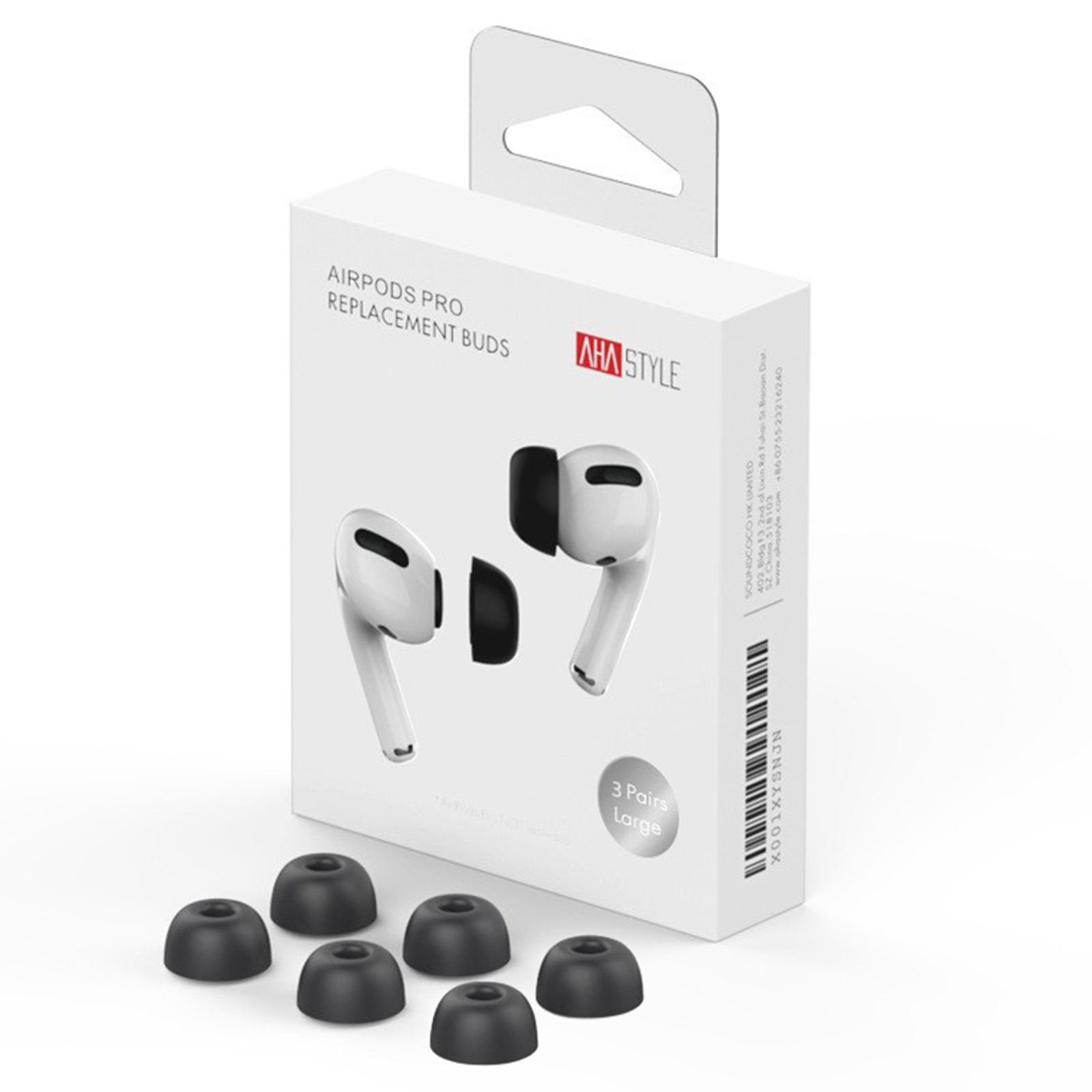 Ahastyle 3-pack Memory Foam Ear Tips AirPods Pro 3 svart (Small) - Medium Memory Foam-ørepropper