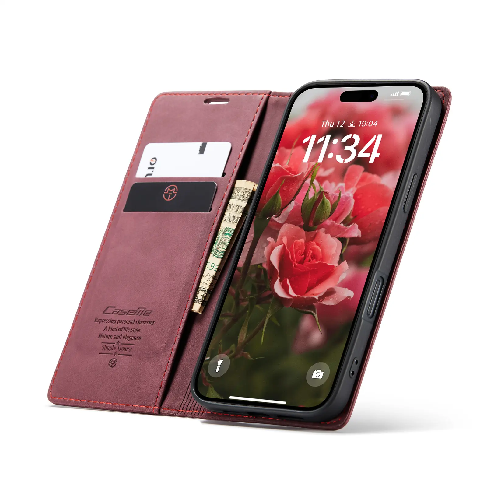 Slim Plånboksfodral iPhone 16 Pro Max Röd