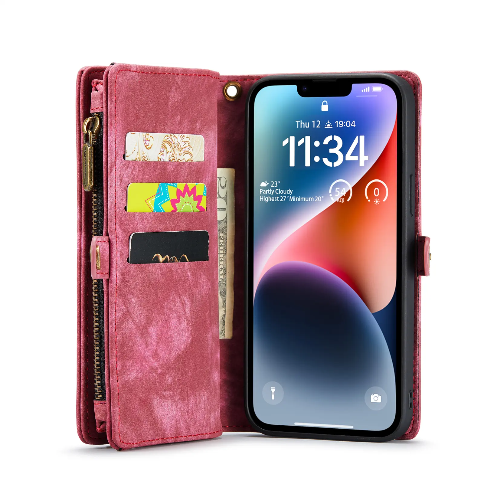 Multi-slot Plånboksfodral iPhone 14 Röd