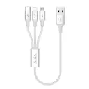 Opladerkabel 3-in-1 USB-C + Micro-USB + Lightning 0.25m (FÄRG]