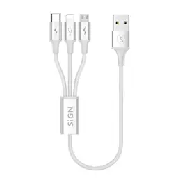 Opladerkabel 3-in-1 USB-C + Micro-USB + Lightning 0.25m (FÄRG]