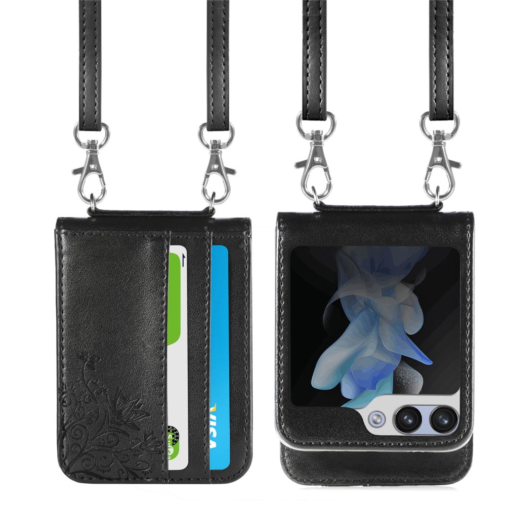 Läderfodral Fjärilar Samsung Galaxy Z Flip 8 Svart