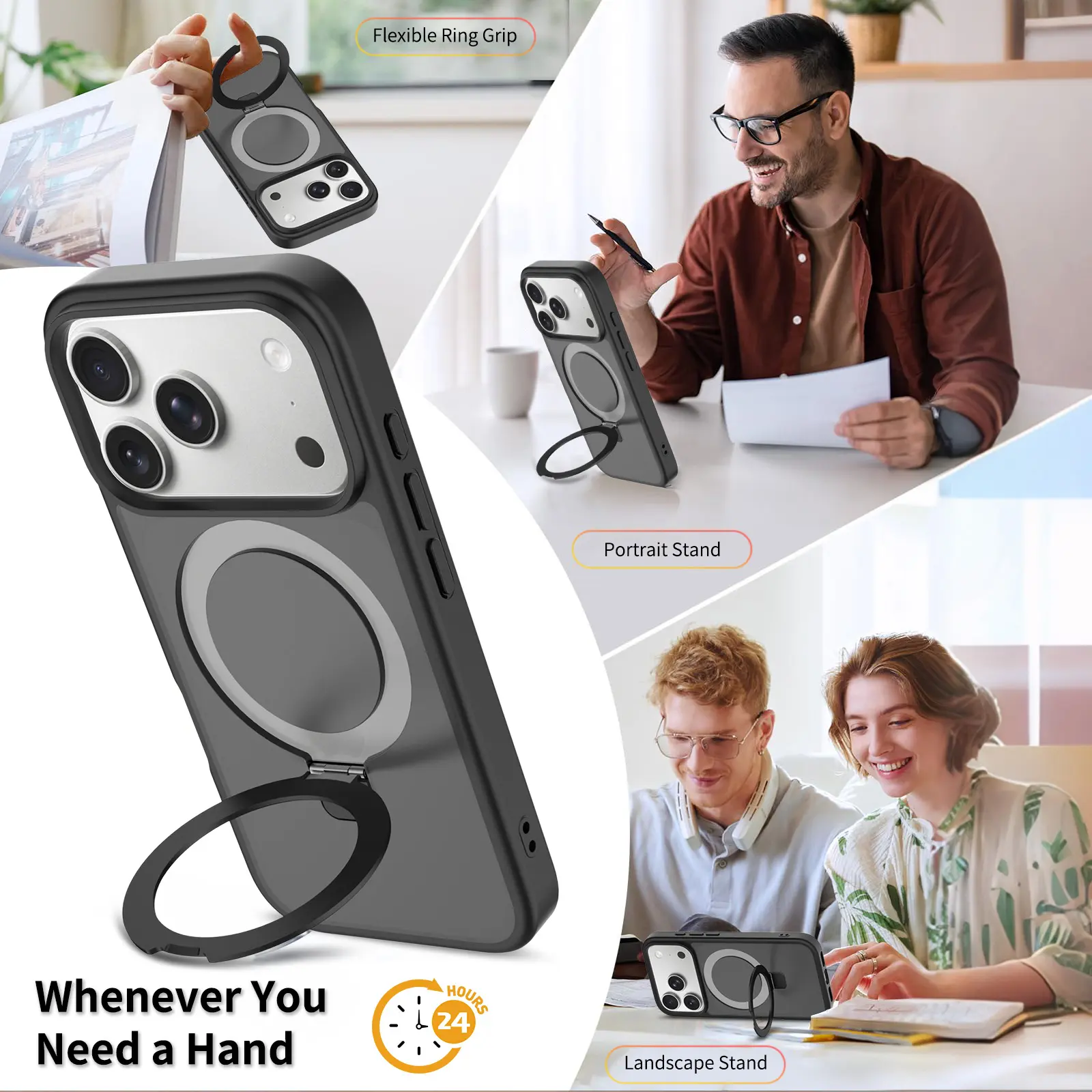 Hybridskal Magnetic Ring iPhone 18 Pro Svart