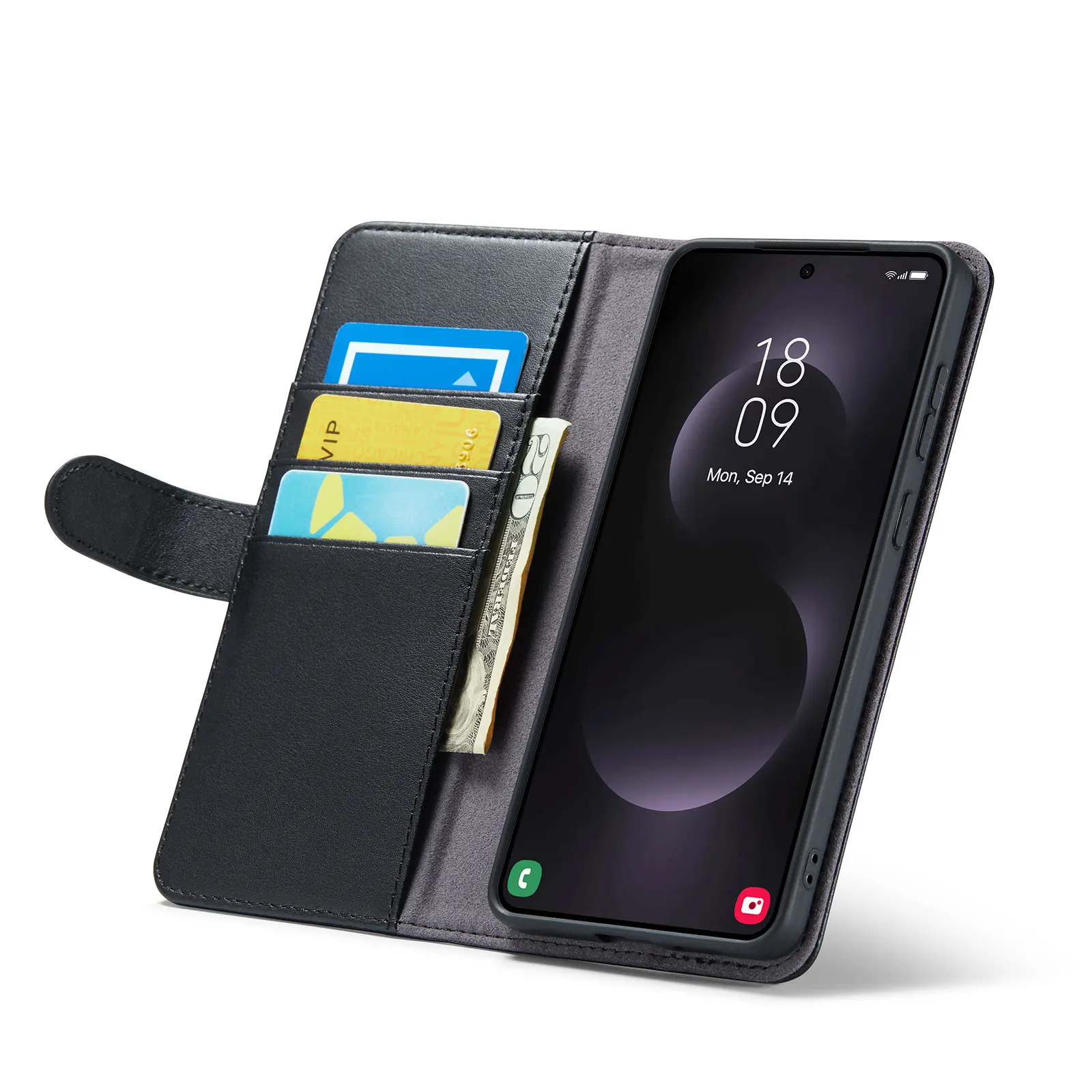 Äkta Läderfodral Samsung Galaxy S25 Edge Svart