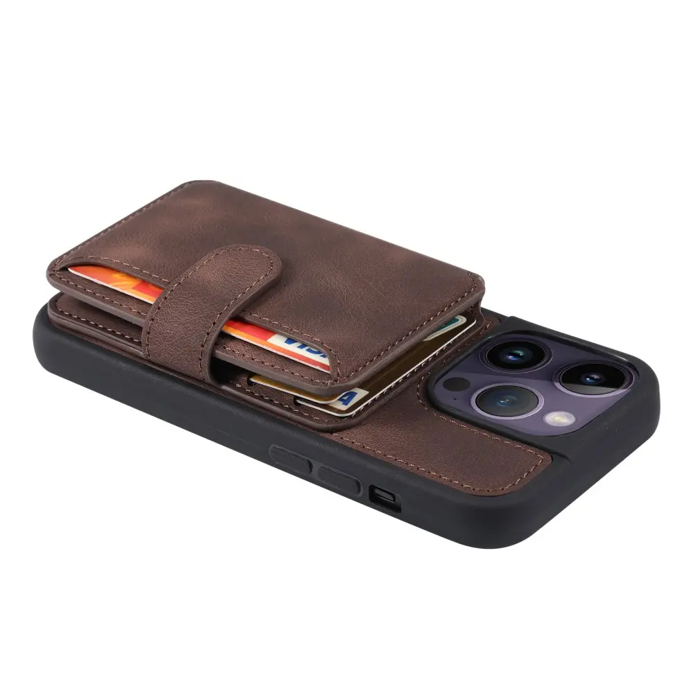 Skal Multi-slot RFID-skydd iPhone 15 Pro Max brun
