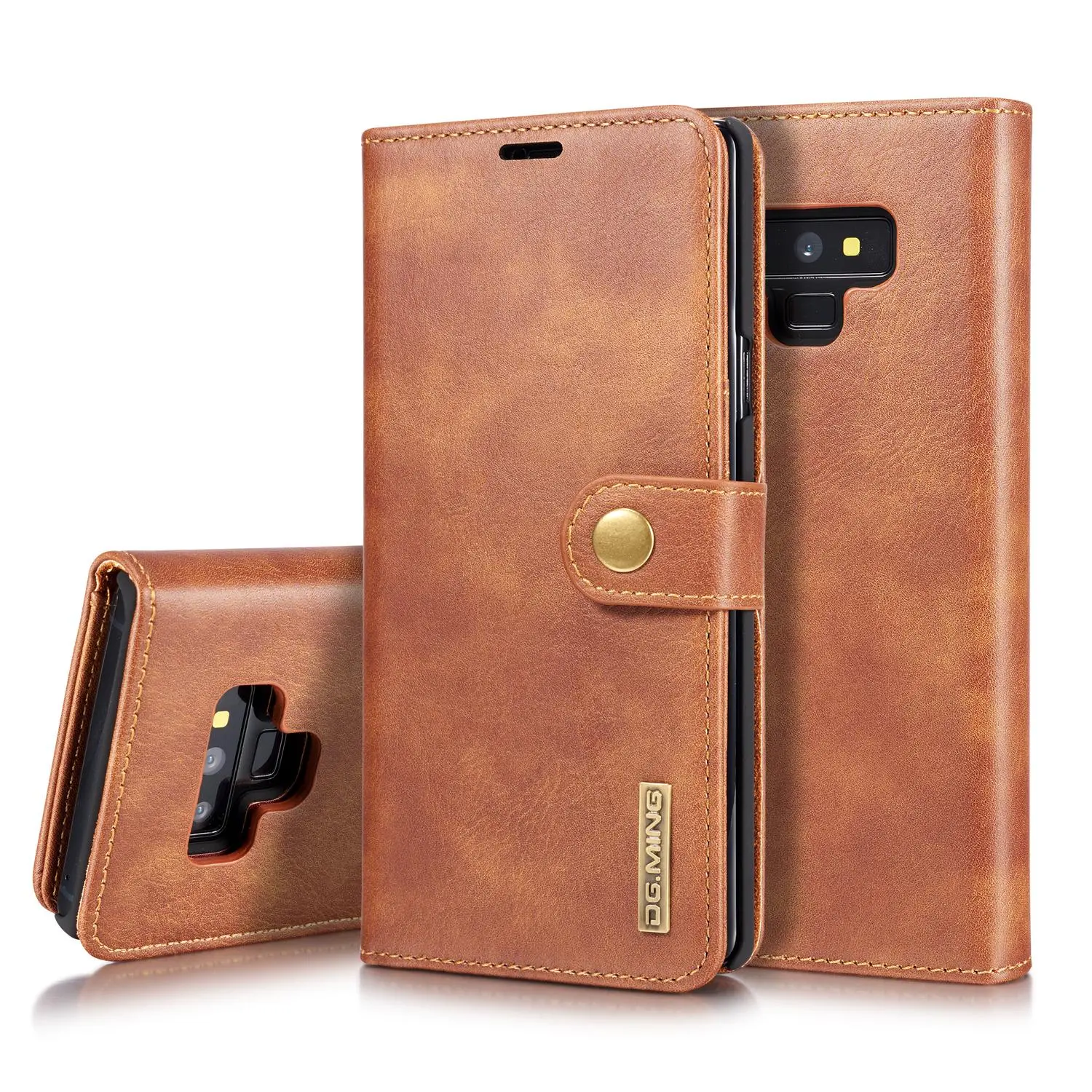 Samsung Galaxy Note 9 Pungetui med aftageligt cover, Cognac
