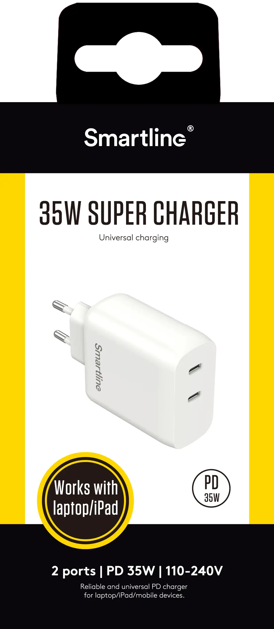 Power Delivery Laddare 35W Dual USB-C vit