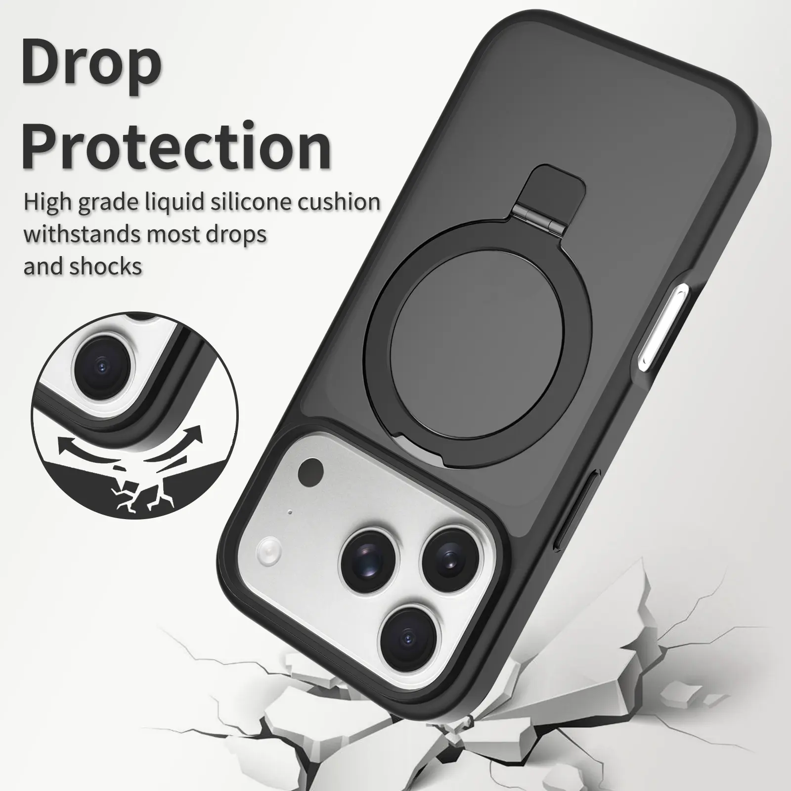 Hybridskal Magnetic Ring iPhone 18 Pro Svart