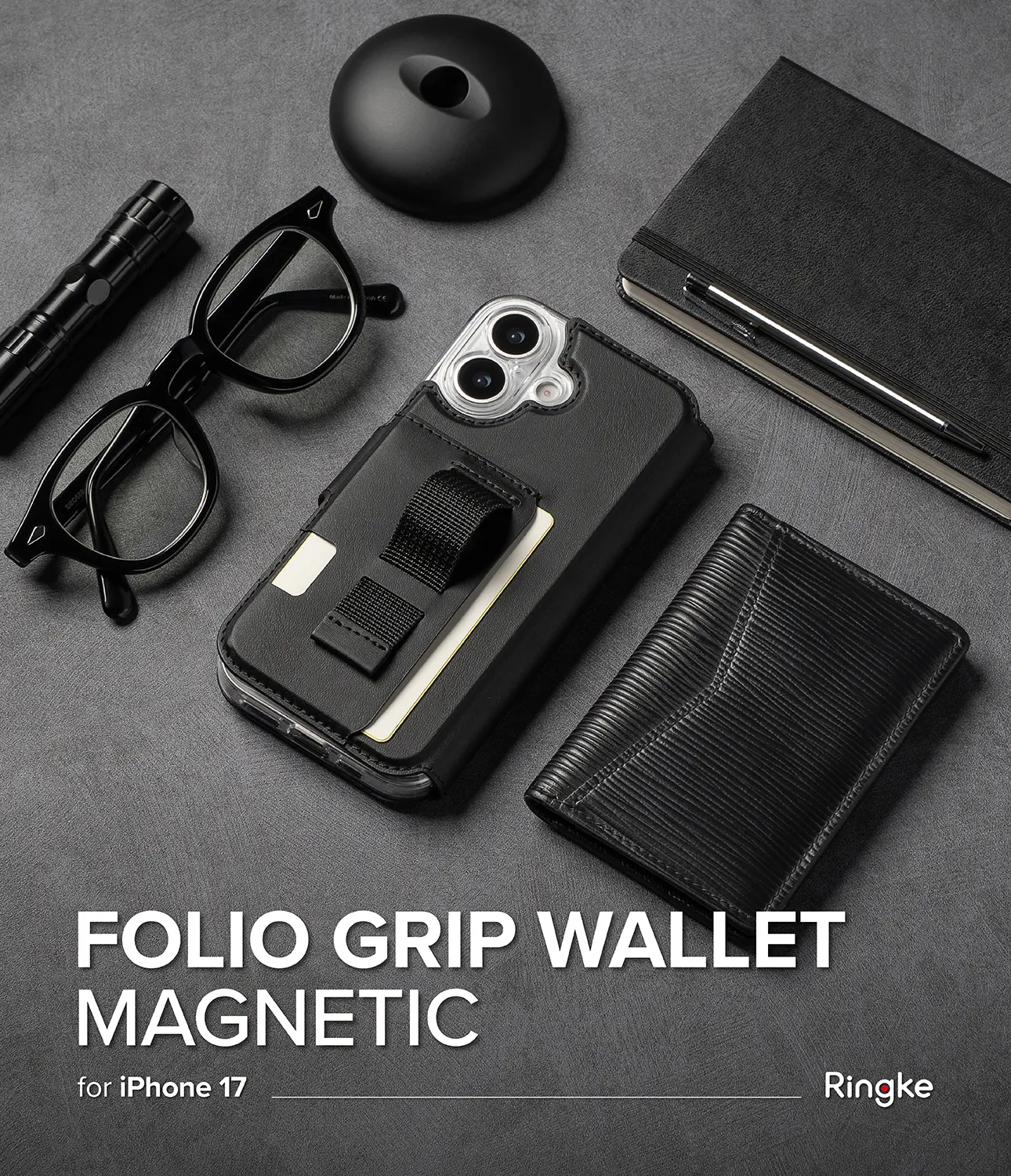 Folio Grip Wallet Magnetic iPhone 17 Black