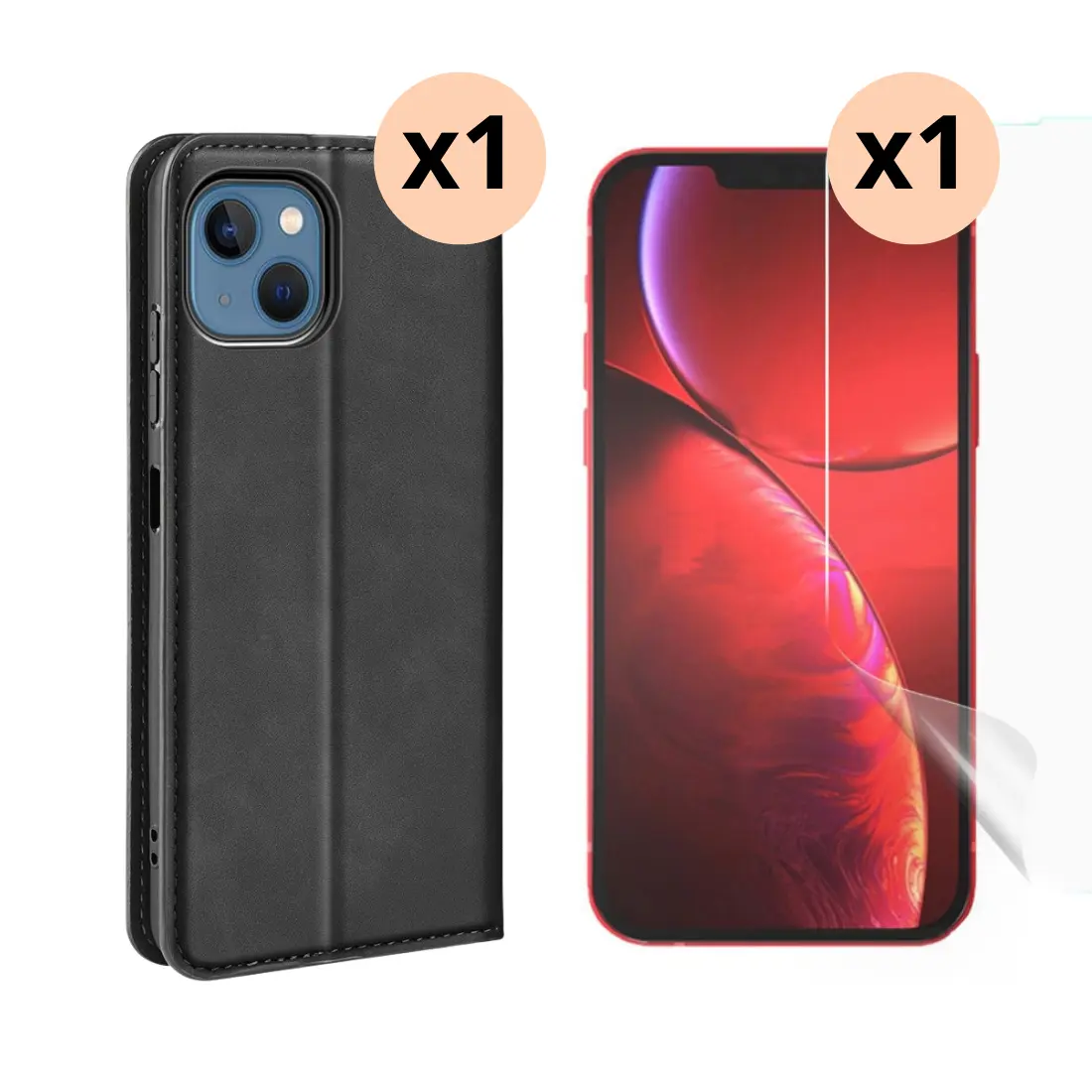 iPhone 14 Beskyttelsessæt Tyndt mobiltaske og Skærmbeskyttelse