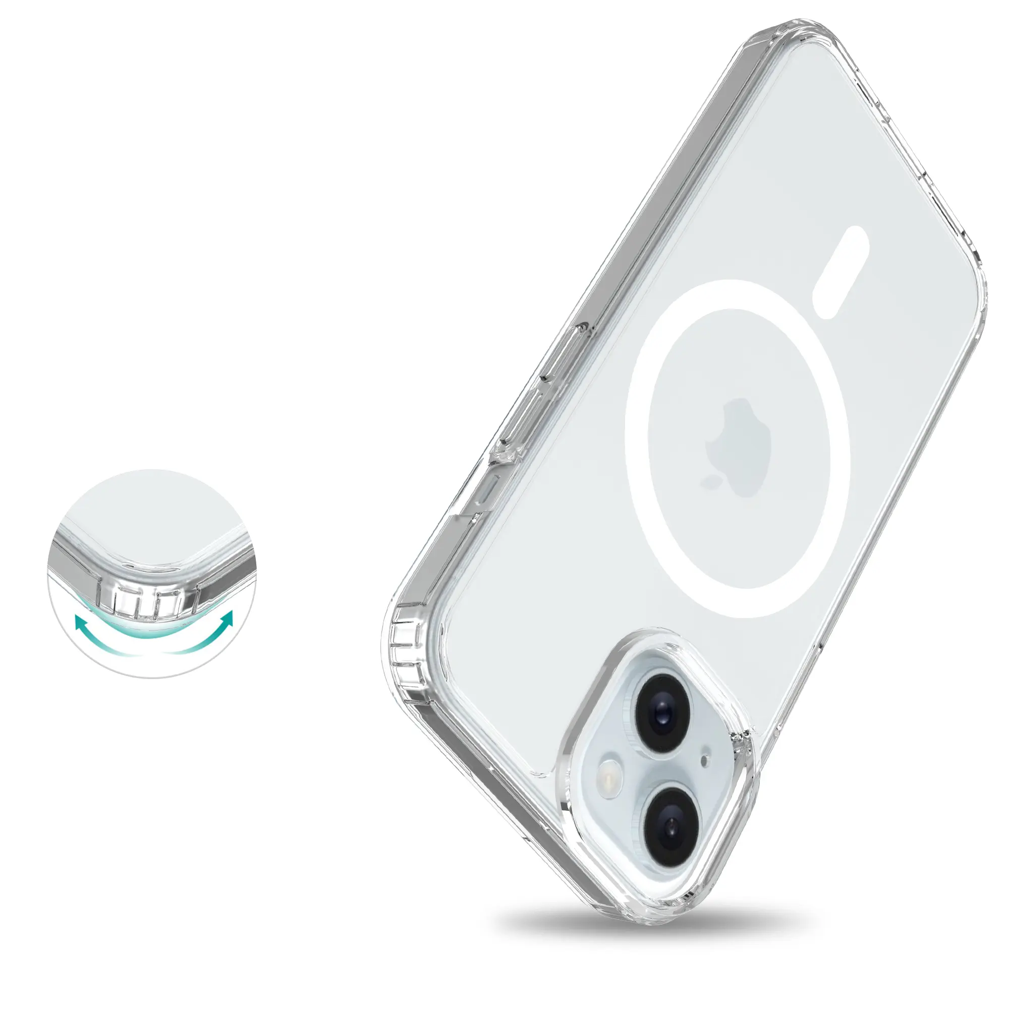 Hybridskal MagSafe iPhone 15 Genomskinlig
