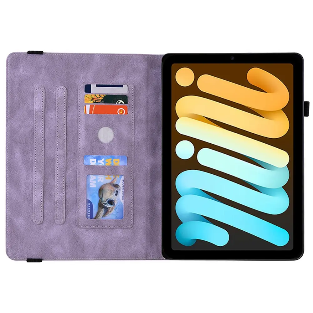 Läderfodral Fjärilar Apple iPad Mini 8th Gen (2026) Lila