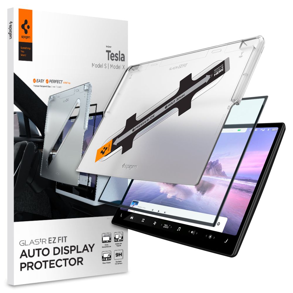 Spigen Tesla Modell X 2022/S 2021 GLAS.tR EZ Fit Black