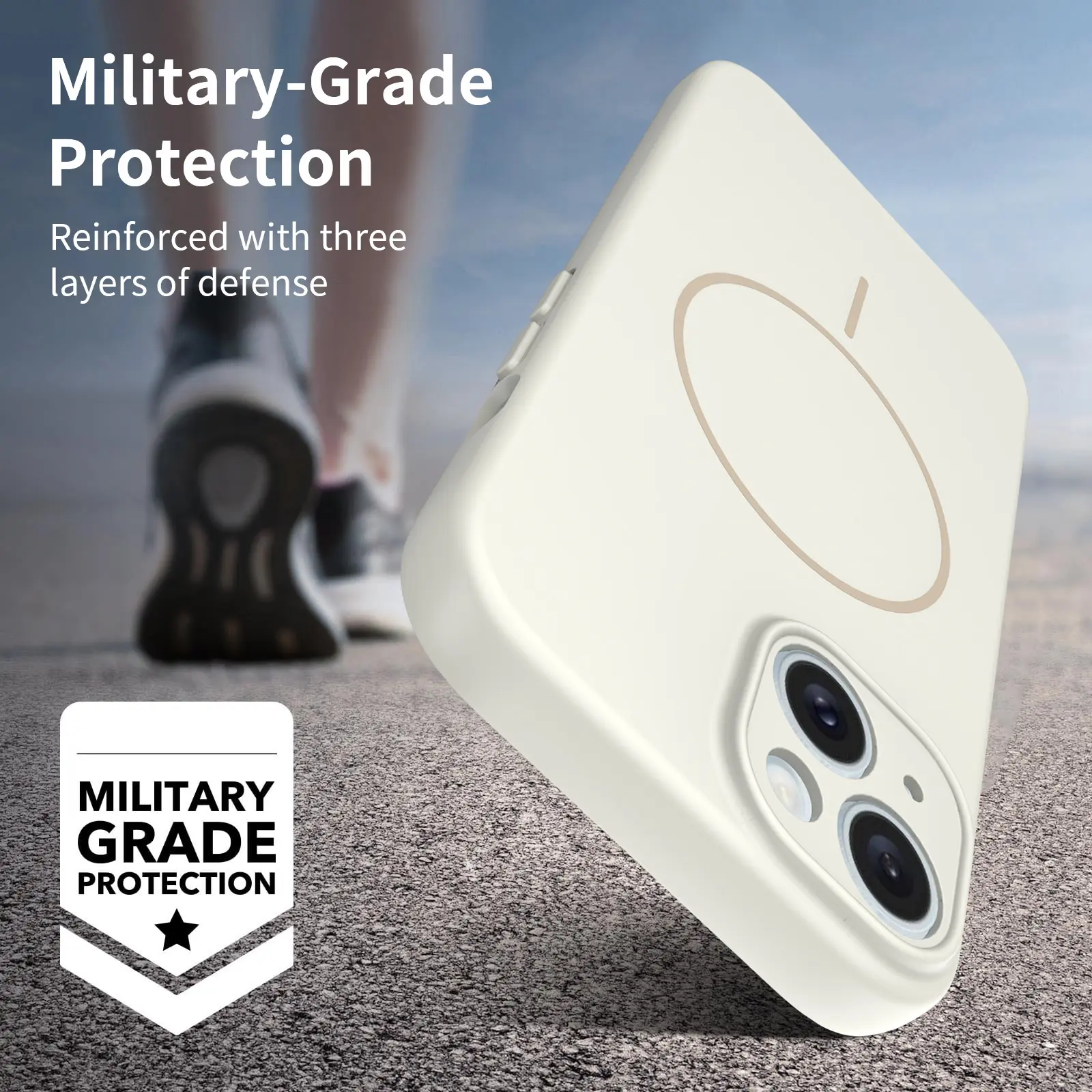 MagSafe-skal SoftArmor iPhone 15 Beige
