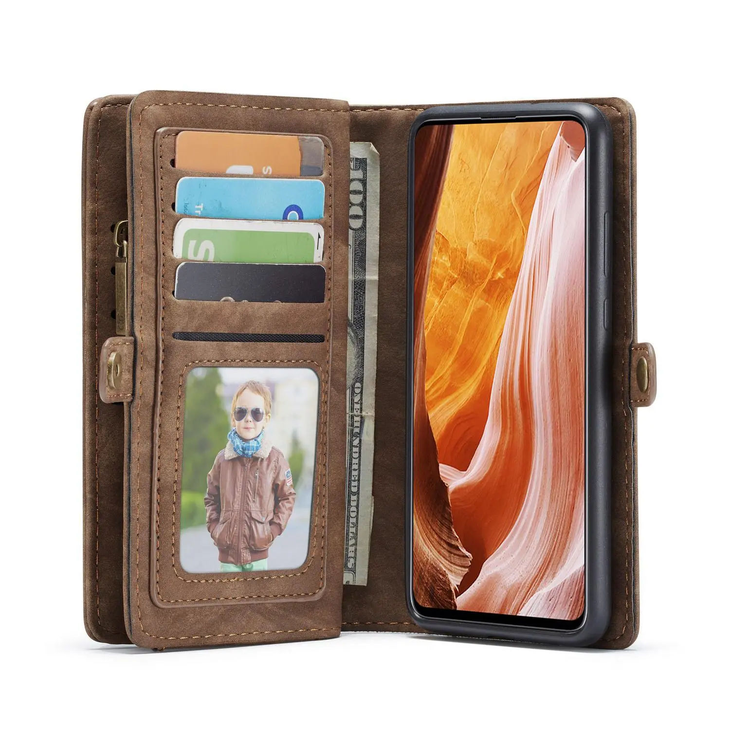 Multi-slot Plånboksfodral Samsung Galaxy A71 Brun