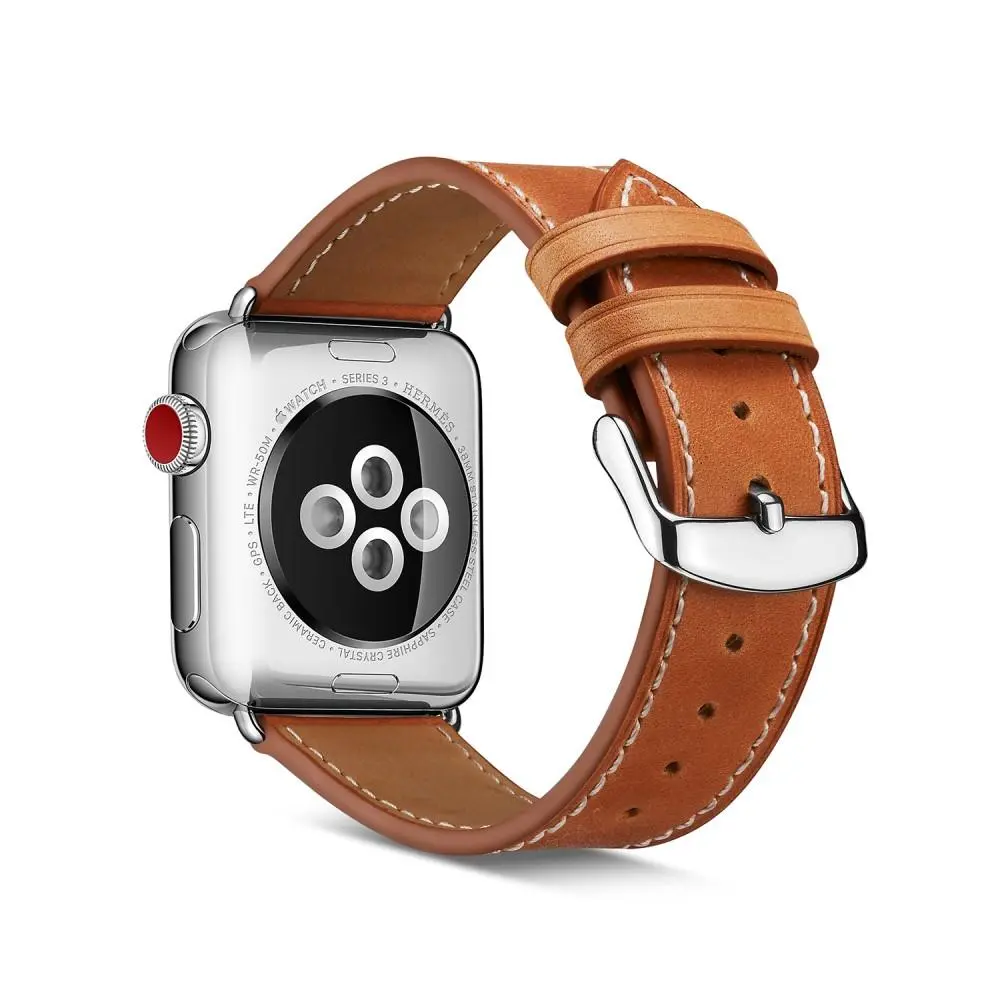 Apple Watch Series 8 45mm Armbånd i ægte læder, Cognac