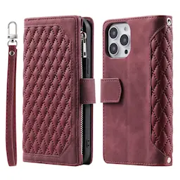 iPhone 16 Pro Max Tikkikuvioitu lompakkokotelo, Punainen