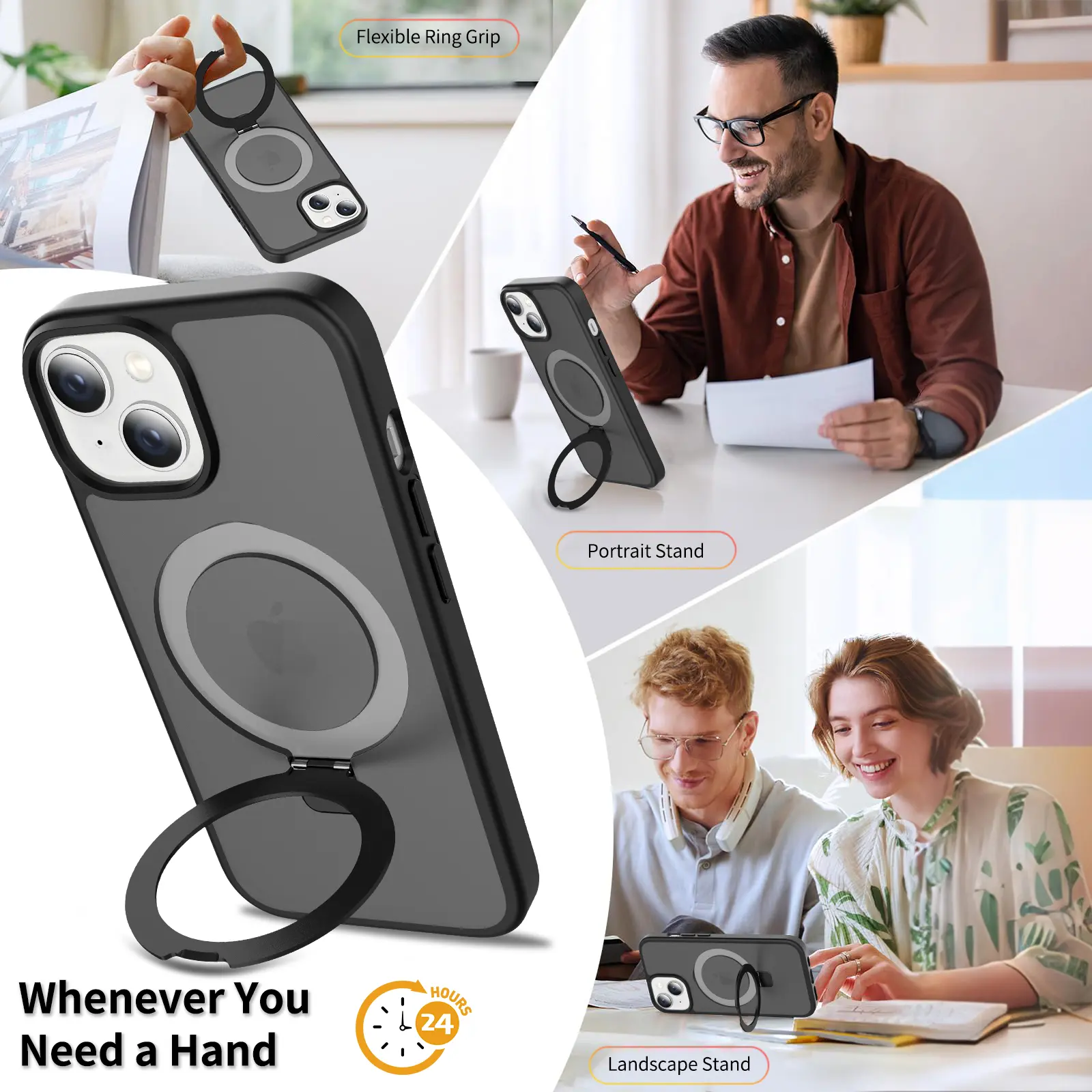 Hybridskal Magnetic Ring iPhone 13 Svart