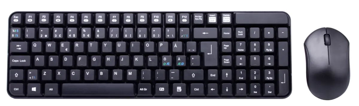 Trådløst tastatur og optisk mus, Svart