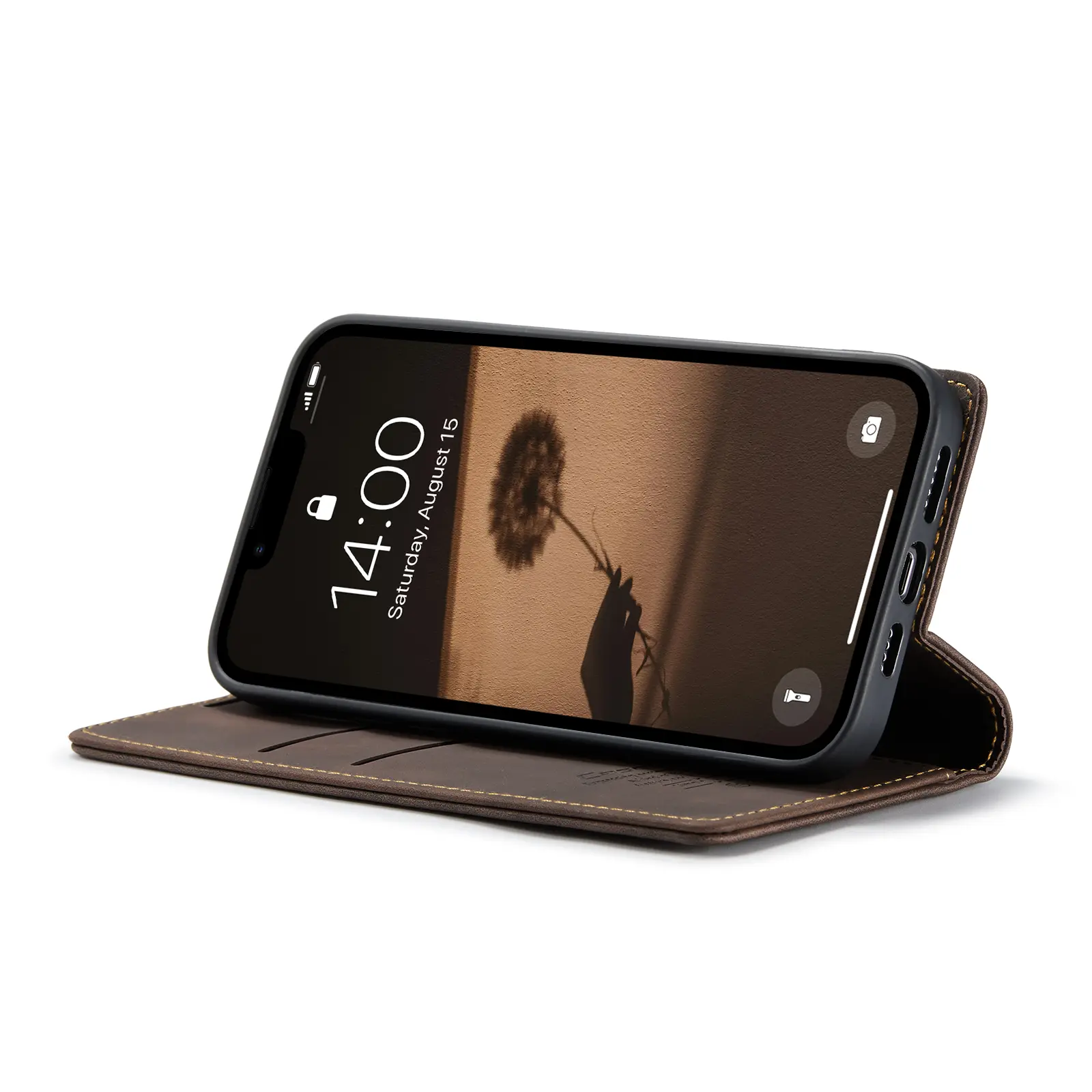 Slim Plånboksfodral iPhone 16e Brun
