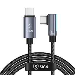USB-C til vinklet USB-C-kabel PD 100W 2m Sort