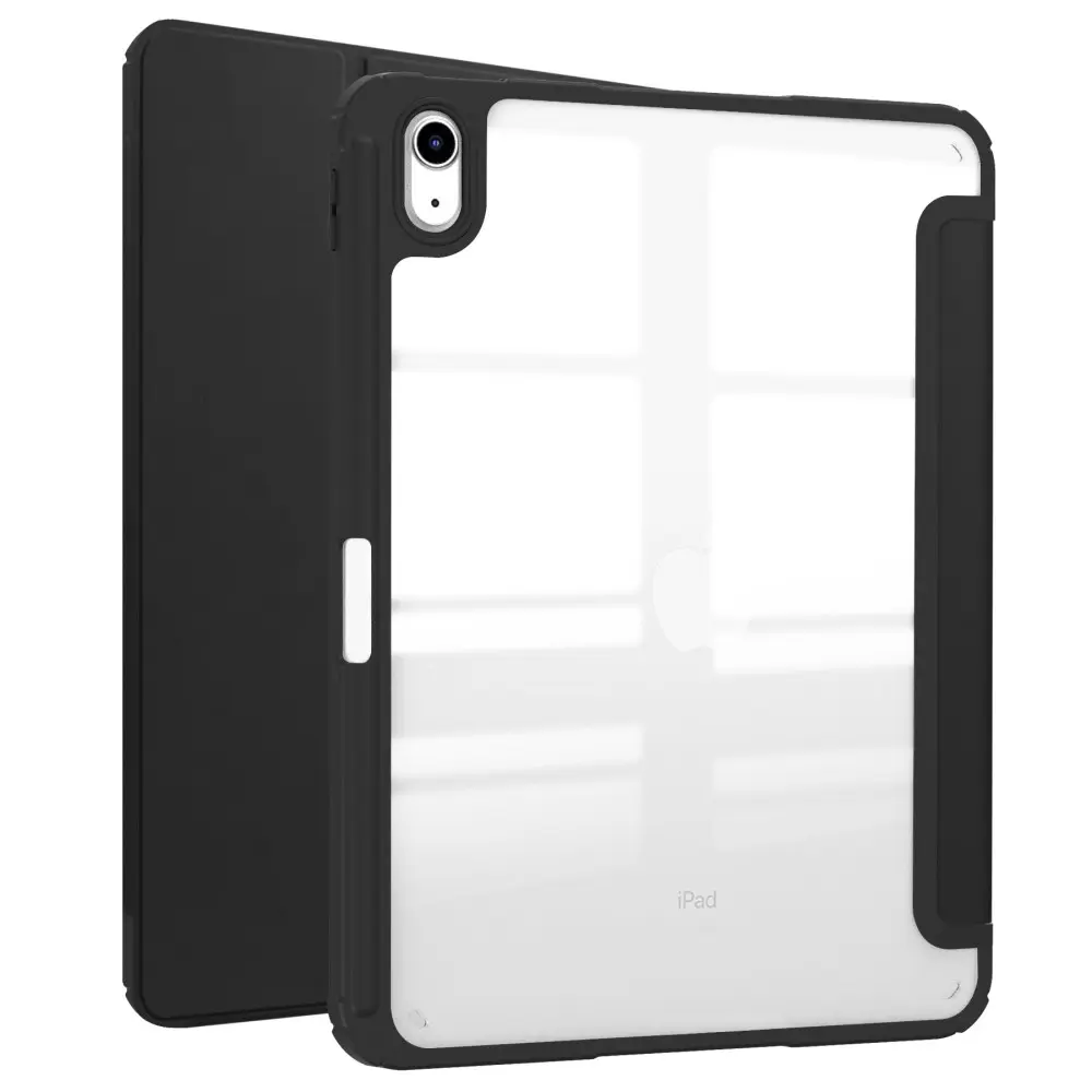 Apple iPad 11 11th Gen (2025) Fodral Tri-fold med Pencil-hållare Svart/transparent