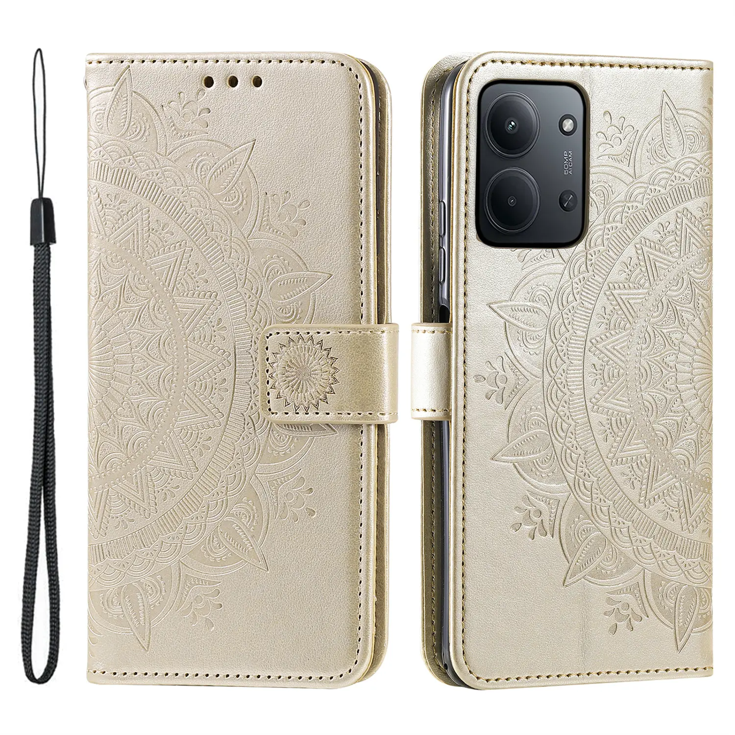 Læderetui Mandala Xiaomi Redmi 15C Guld