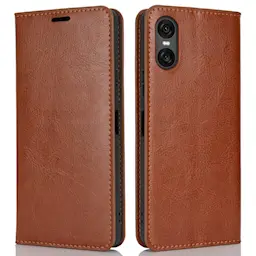 Sony Xperia 10 VI Smidig mobiletui i ekte skinn, Brun