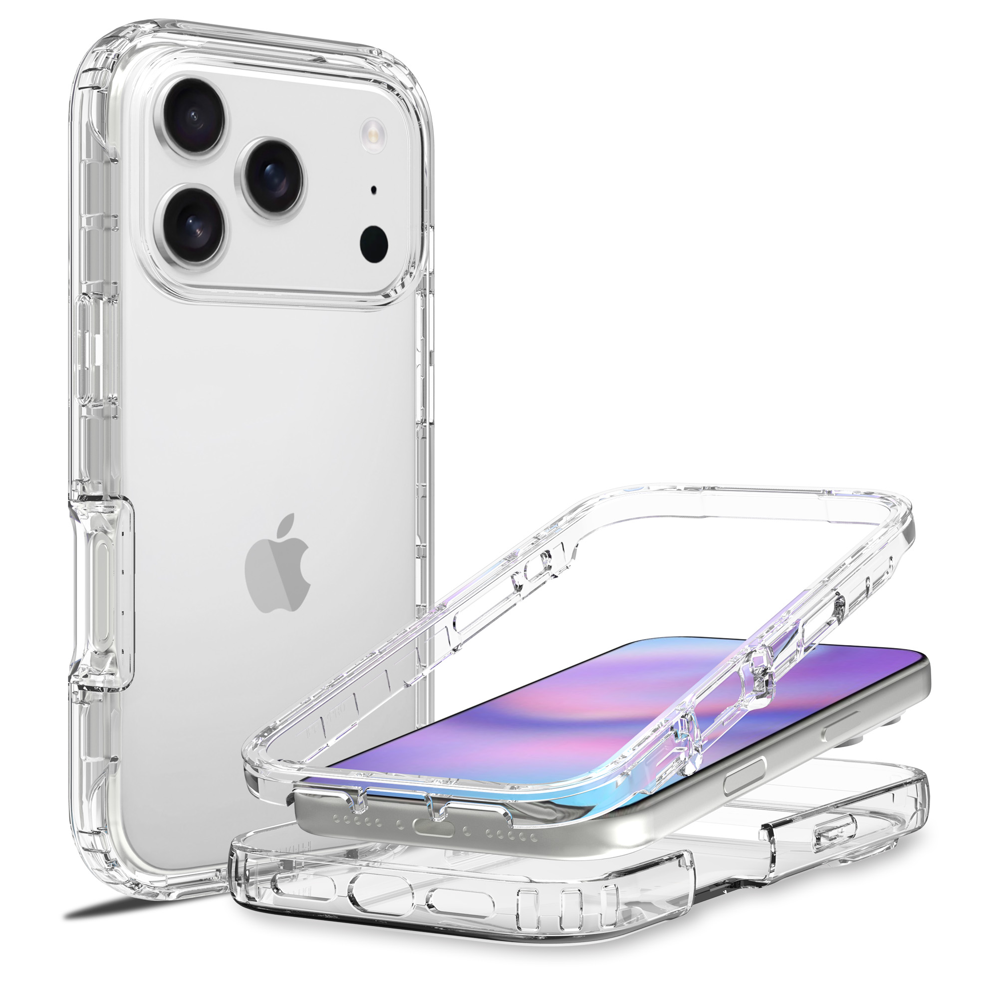 Mobique Full Cover Deksel iPhone 17 Pro Gjennomsiktig - Heldekkende mobildeksel i to lag