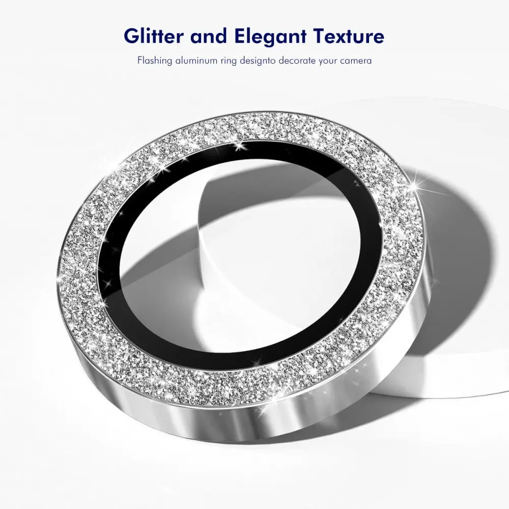 Glitter Linsskydd Aluminium + Glas iPhone 17e Silver