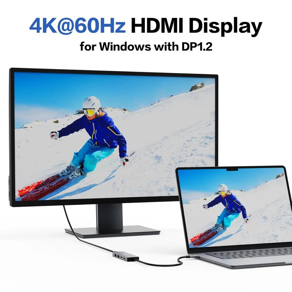 5-i-1 Hubb USB-C till 2x USB-A + HDMI + USB-C + PD Grå