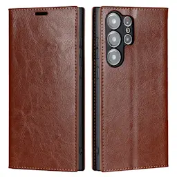 Mobiltaske Ægte Læder Samsung Galaxy S23 Ultra Brun