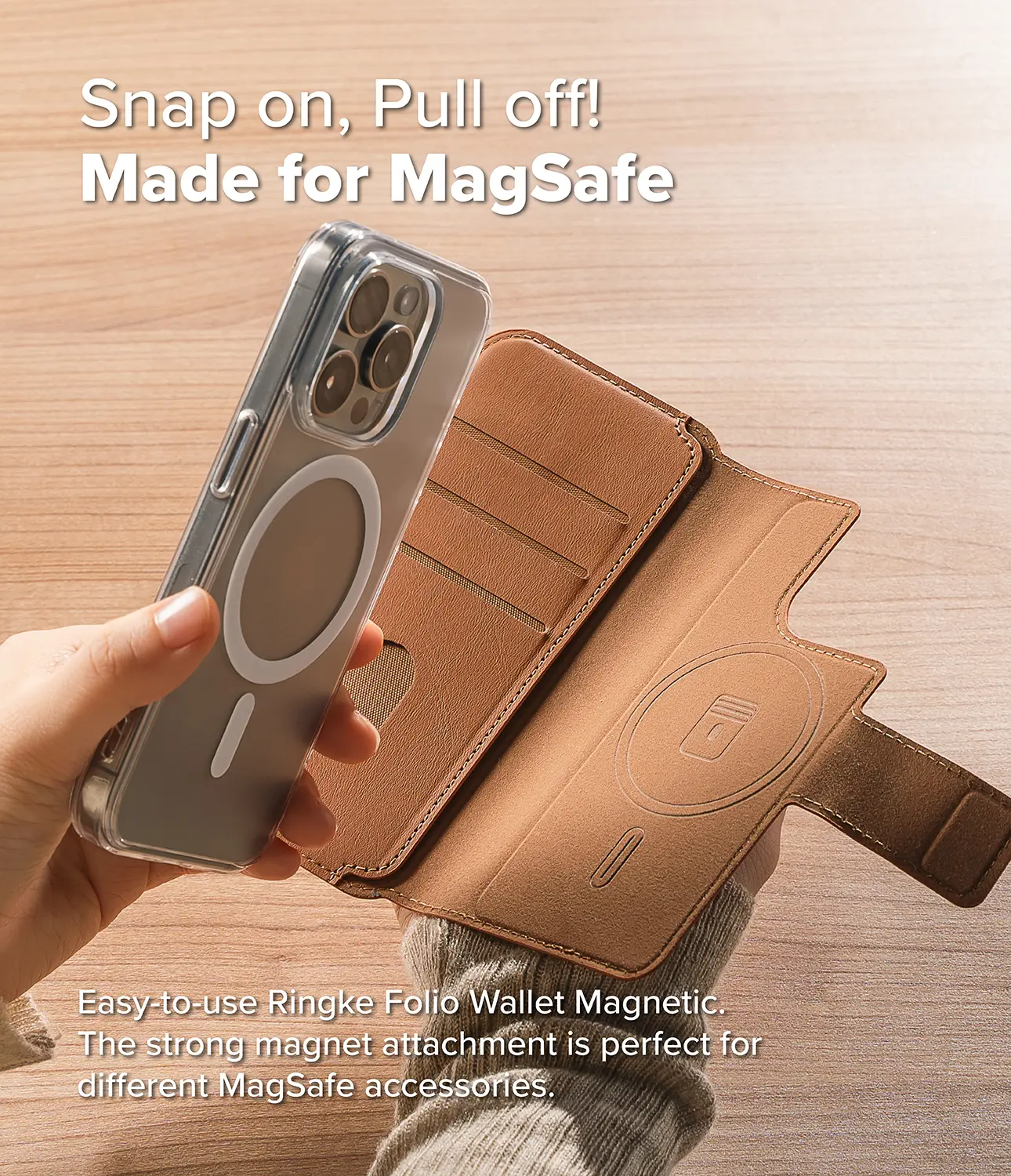 Folio Wallet Magnetic iPhone 14 Plus Brun