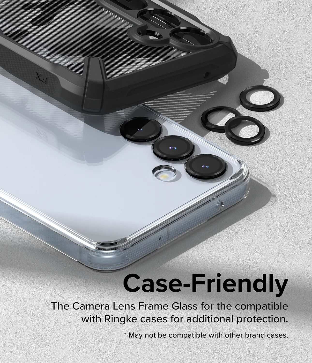 Camera Lens Frame Glass Samsung Galaxy A55 Svart