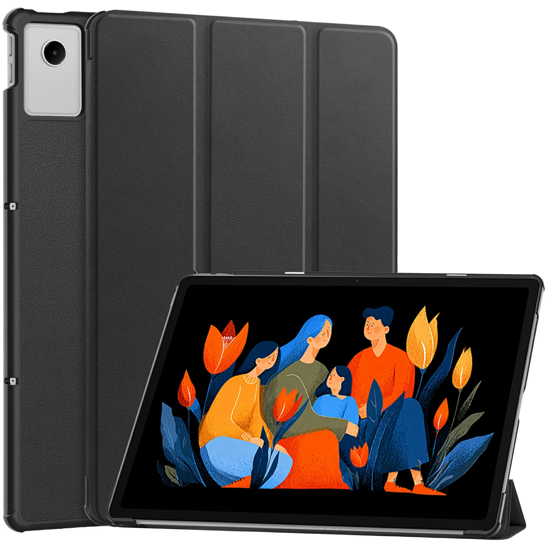 Kotelo Tri-fold Lenovo Idea Tab Plus Musta