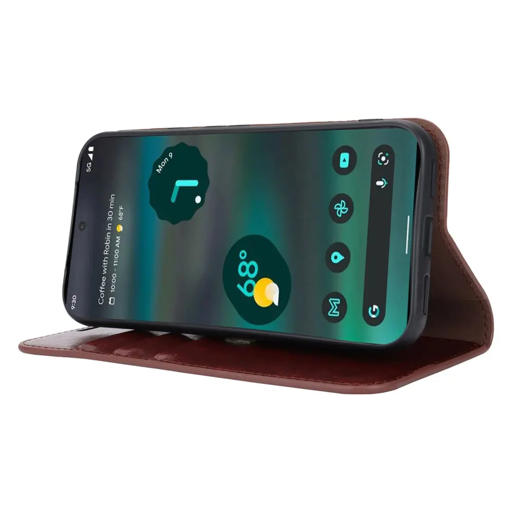Mobilfodral Äkta Läder Google Pixel 8a Mörkbrun